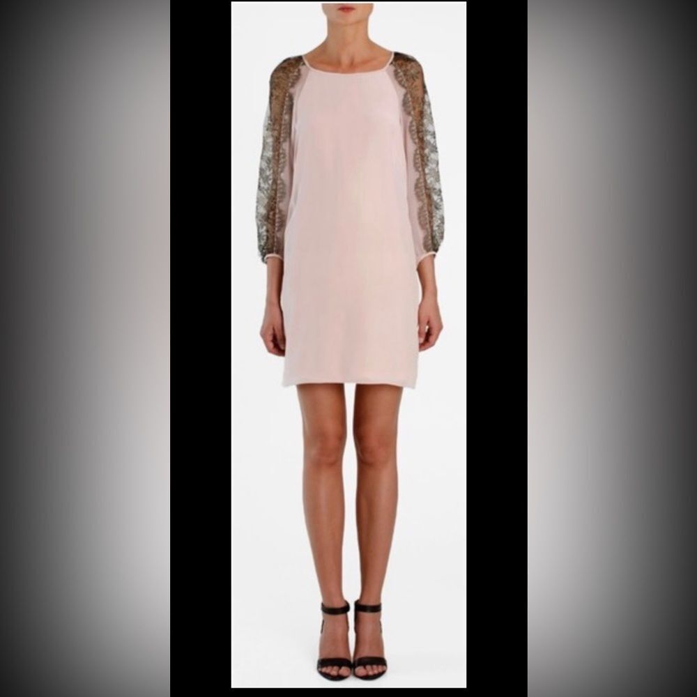 NWT Tibi Elegant Pink Dress with Lace Sleeves, US4